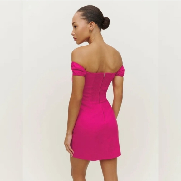 REFORMATION GAVINA LINEN DRESS OFF THE SHOULDER - Picture 5 of 6